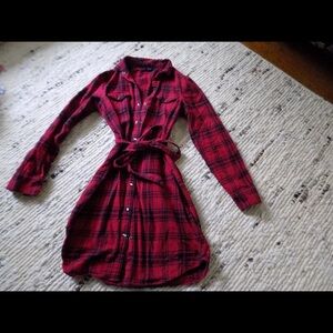 Gap Red Plaid Button-Up Dress